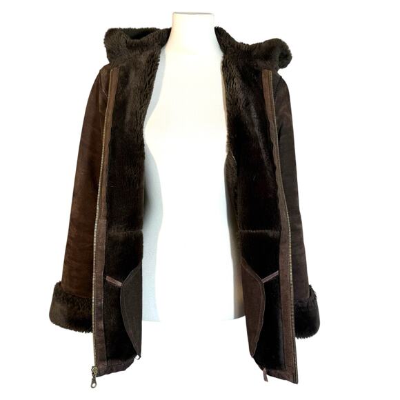 Y2K Wilson Leather Suede Fur Lined Brown Coat Medium - Picture 5 of 16